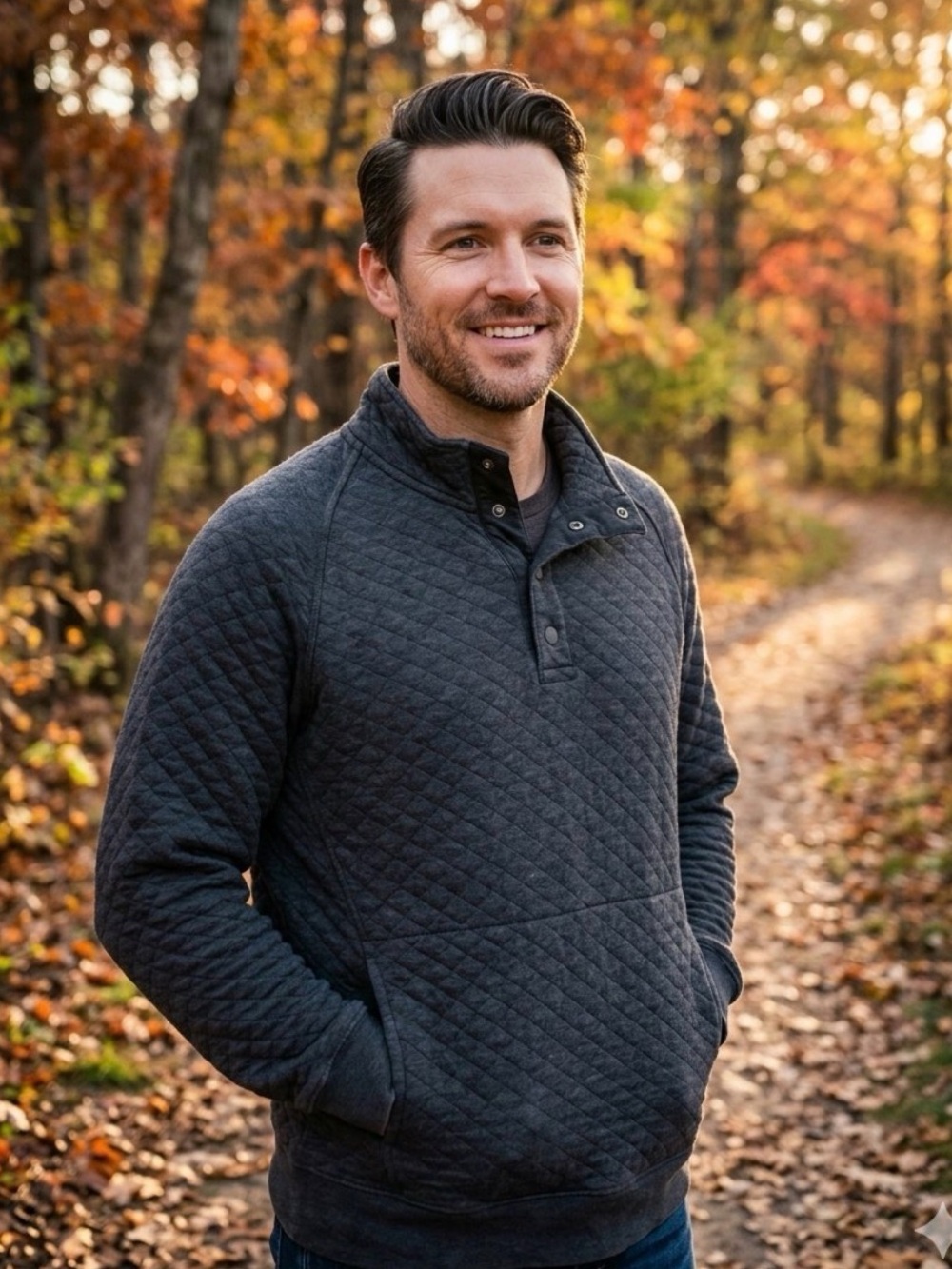Eddie Bauer Quilted Pullover - Charcoal Gray